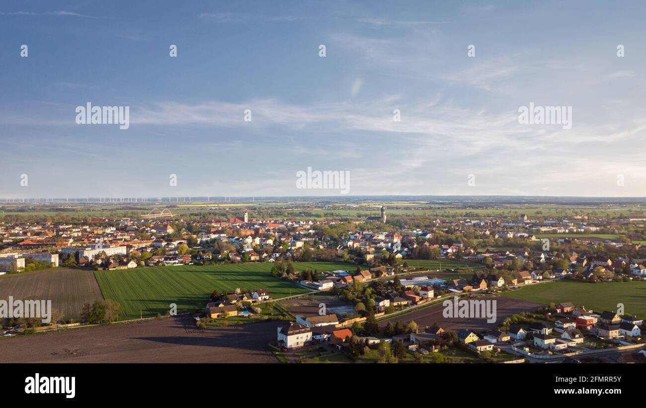 Luftaufnahme der Lutherstadt Wittenberg in Deutschland Stockfoto