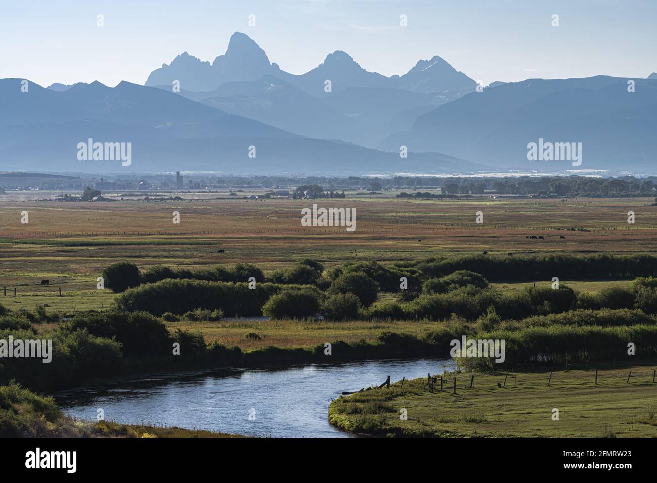 Grand Teton National Park Mountain Range, Blick von Idaho Stockfoto