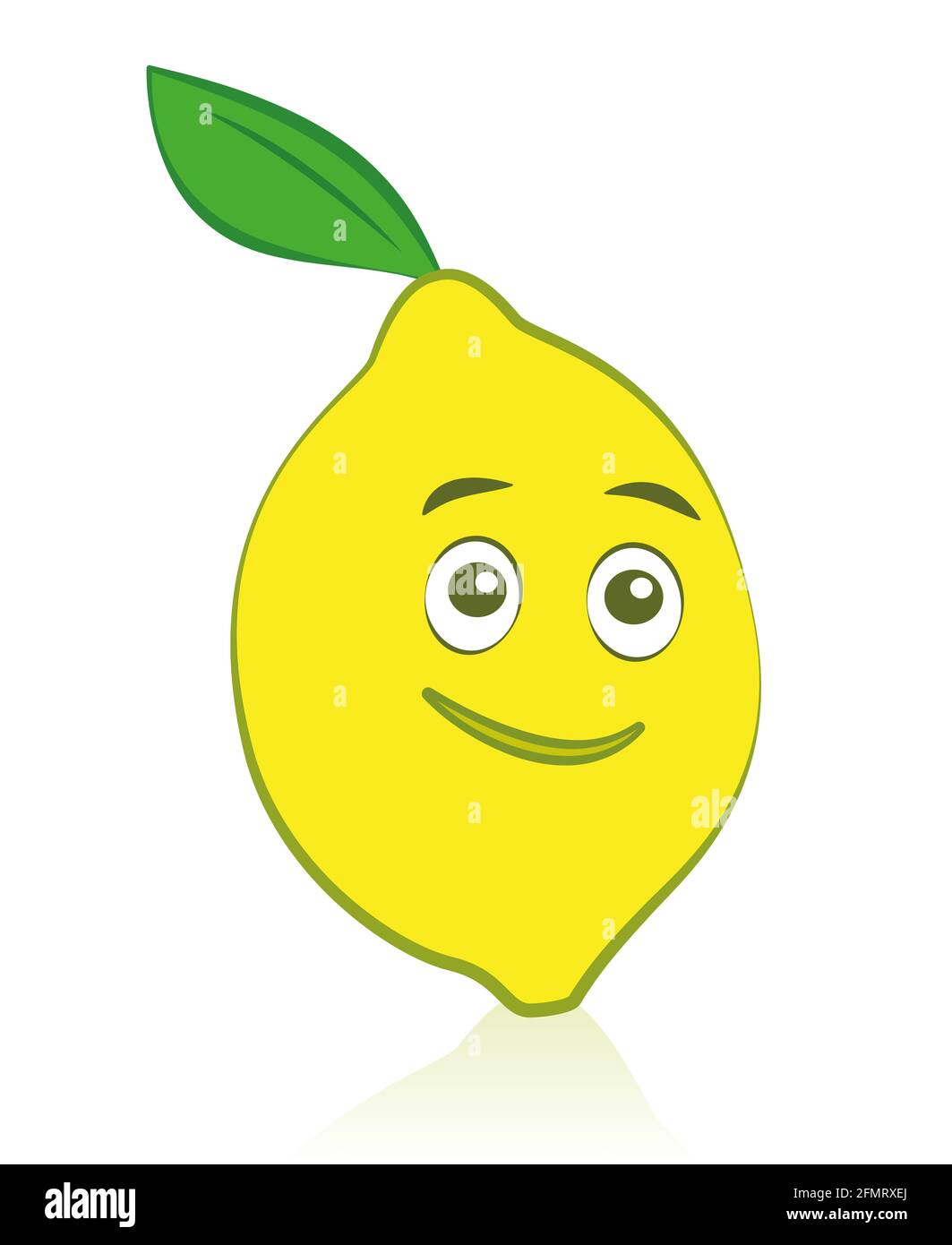 Comic-Zitrone mit lächelndem Gesicht mit freundlichen Augen - Illustration auf weißem Hintergrund. Stockfoto