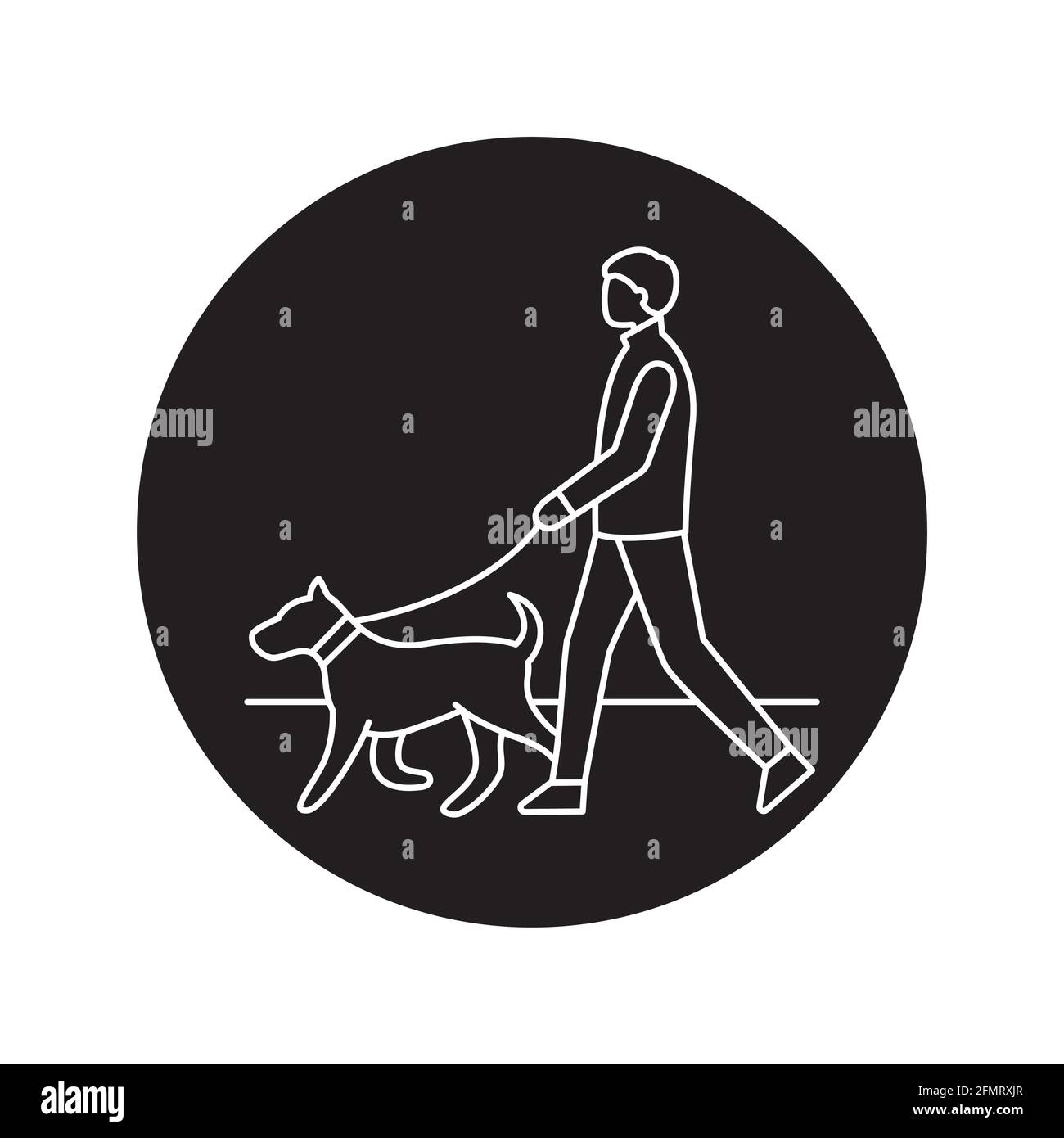 Symbol für die Farblinie des Hundespaziergangs. Piktogramm für Webseite, mobile App, Promo. UI UX GUI Design Element. Bearbeitbare Kontur. Stock Vektor