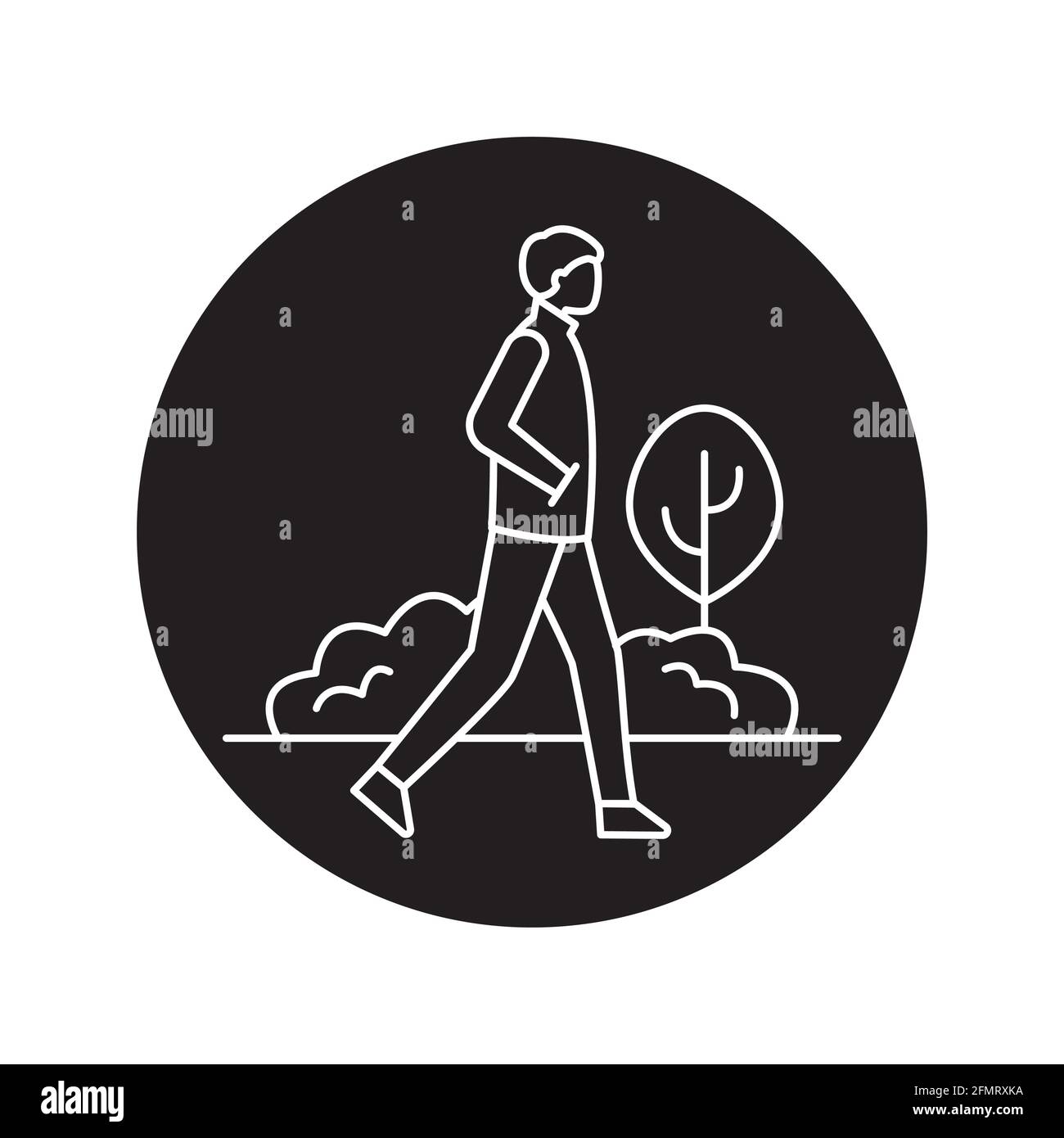 Symbol für die Farblinie „Walk in Park“. Piktogramm für Webseite, mobile App, Promo. UI UX GUI Design Element. Bearbeitbare Kontur. Stock Vektor