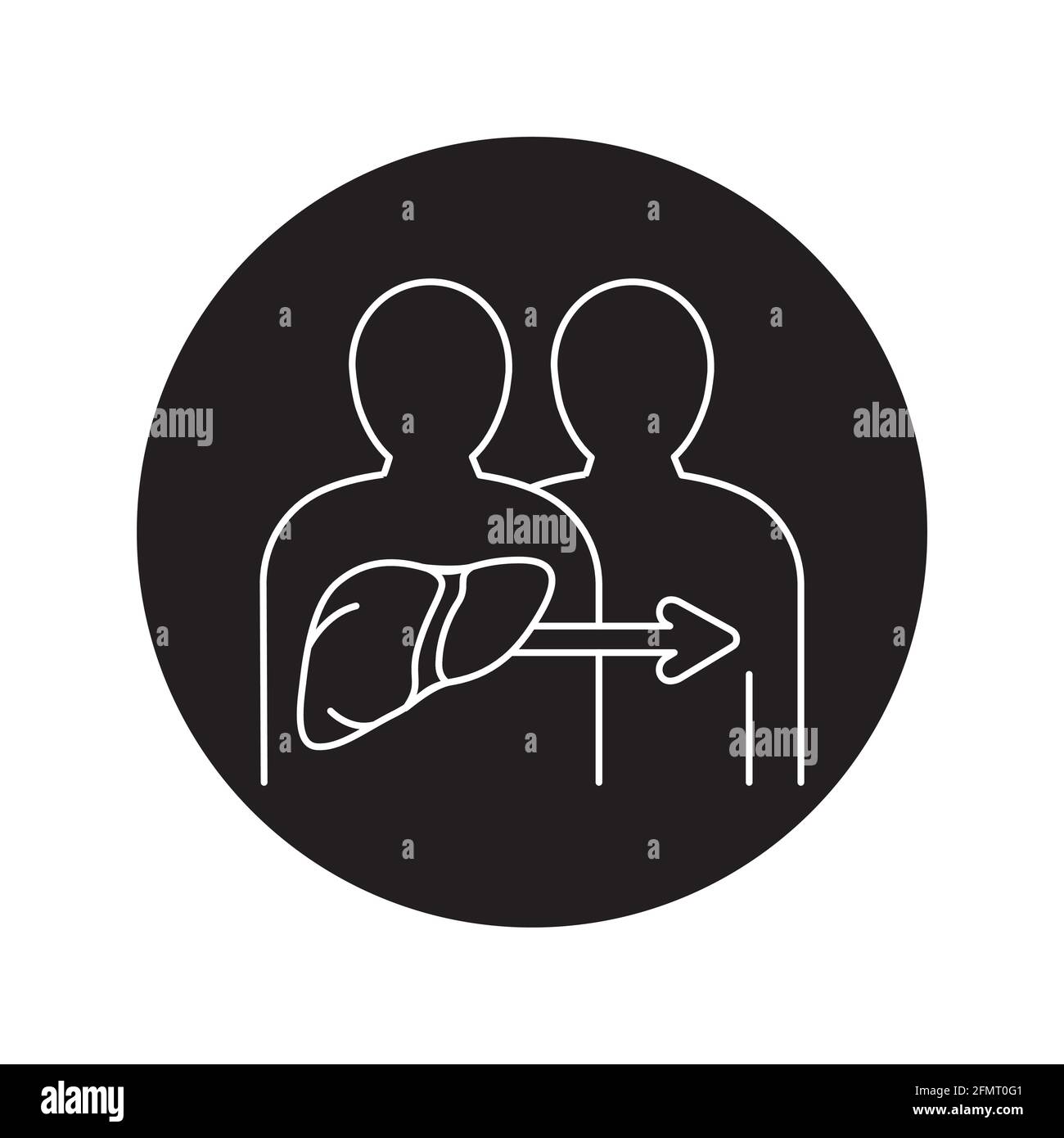 Symbol für die Farblinie der Lebertransplantation. Spenderorgan. Piktogramm für Webseite, mobile App, Promo. UI UX GUI Design Element. Bearbeitbare Kontur. Stock Vektor