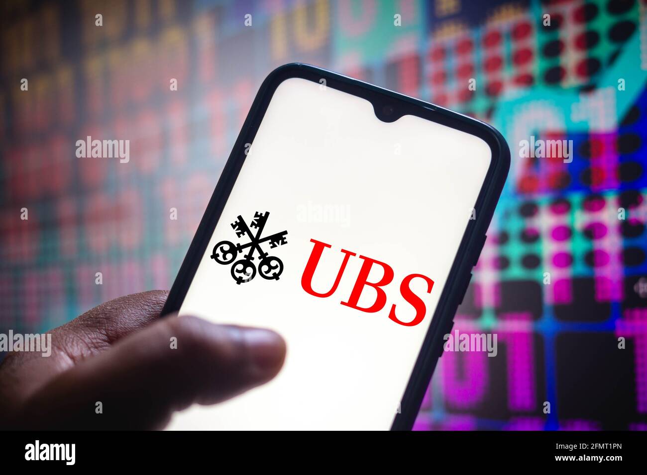 Brasilien. Mai 2021. In dieser Abbildung wird das Logo der UBS Group AG auf einem Smartphone-Bildschirm angezeigt. (Foto von Rafael Henrique/SOPA Images/Sipa USA) Quelle: SIPA USA/Alamy Live News Stockfoto