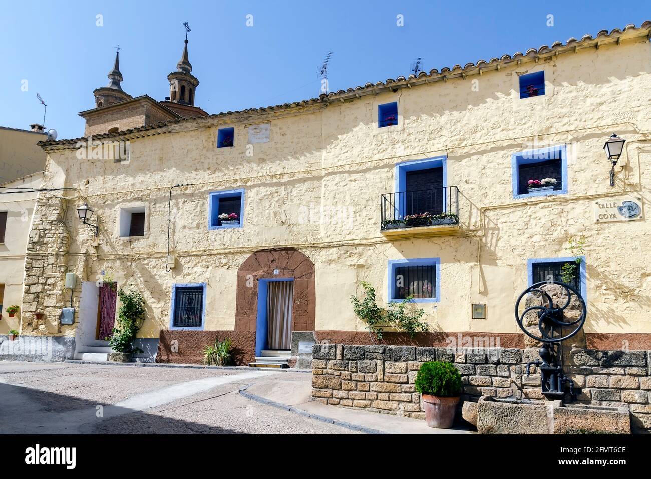 Fuendetodos ist eine spanische Bevölkerung der Provinz Zaragoza Berühmt, weil in einem seiner Häuser geboren spanischen Maler Francisco de Goya Stockfoto