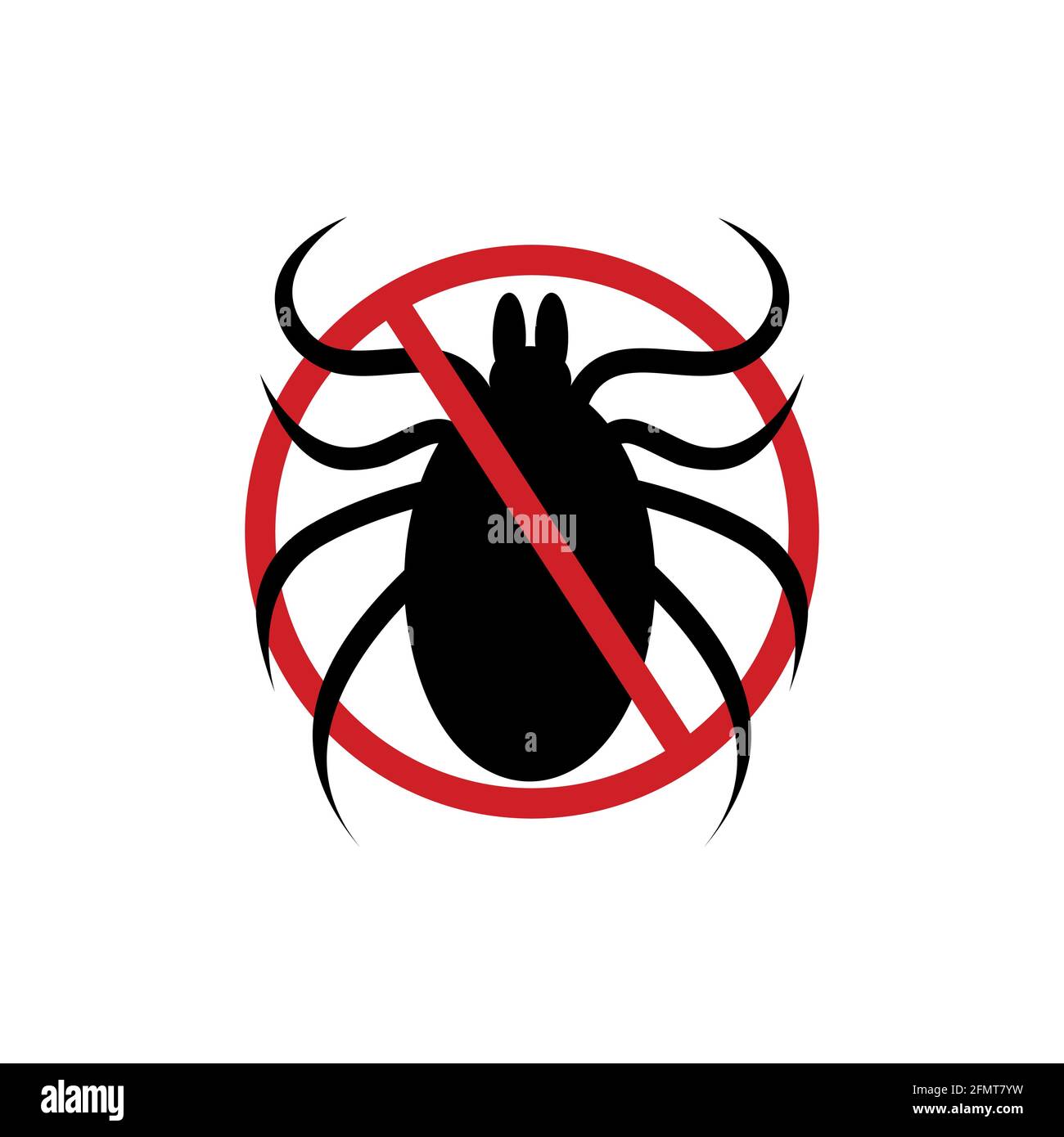 Symbol „Stop mite“. Anti Zecken verboten Zeichen für Insektenspray Killer Repellent isoliert auf weißem Hintergrund. Vektorgrafik flach Stock-Vektorgrafik
