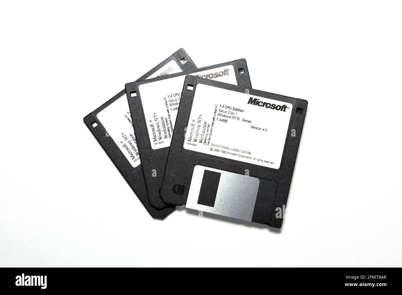 Installationsdisketten für Microsoft Windows NT Workstation V4.0-Computer, auf dem ausgeführt wird System Stockfoto