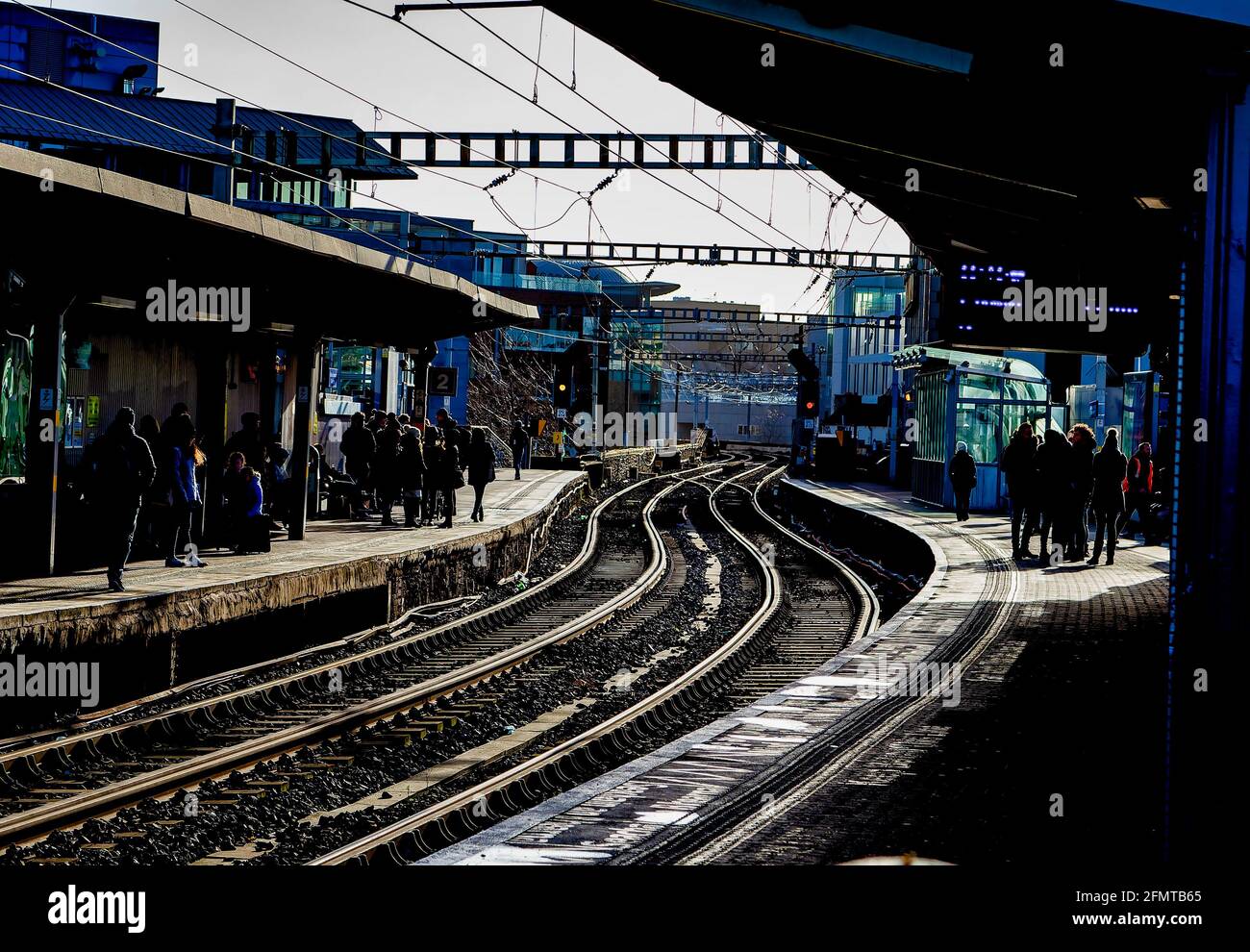 Bahnsteig am Bahnhof Tara Street, Dublin, Irland Stockfoto