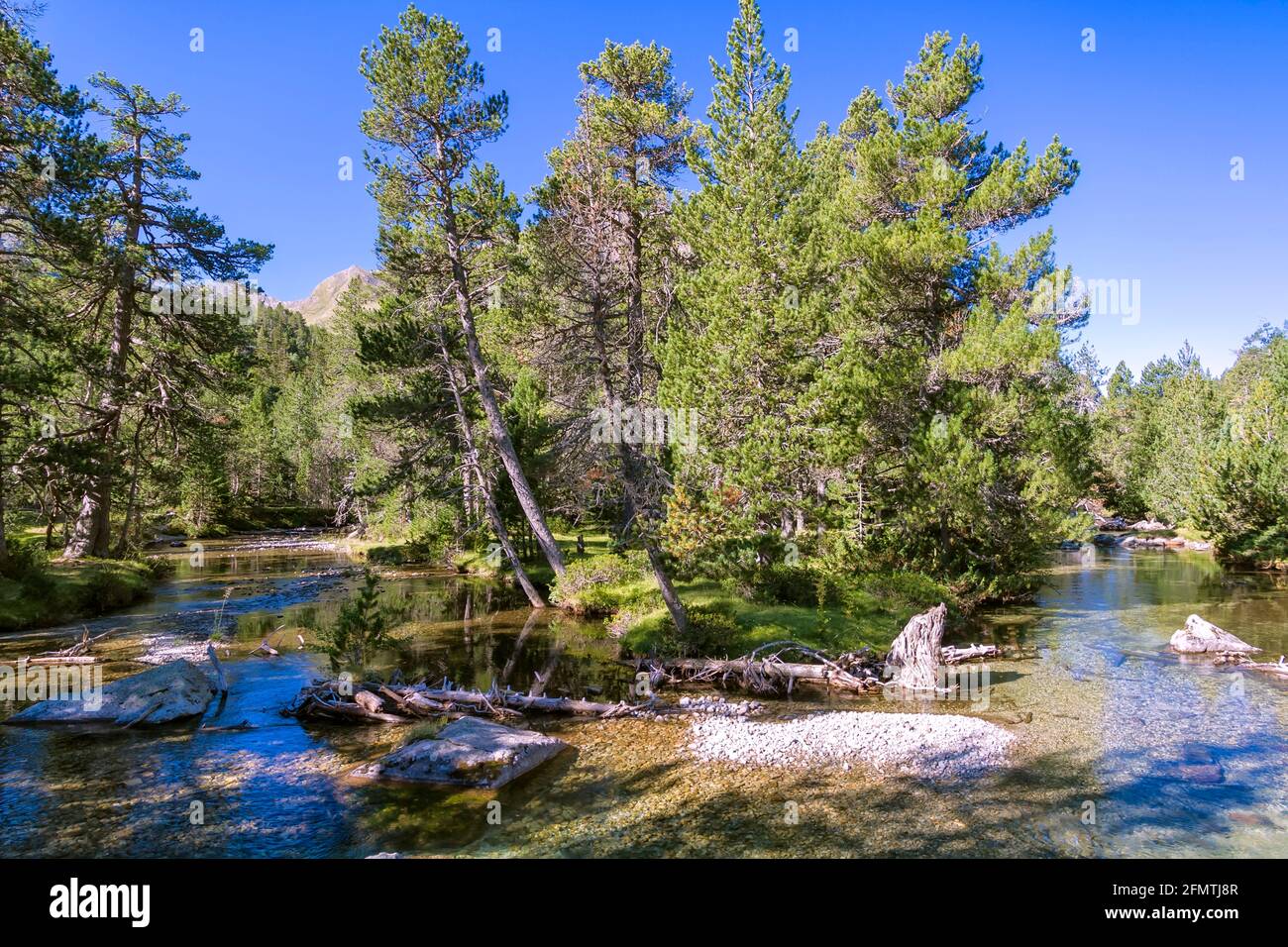 Nationalpark Aigüestortes im Vall de Boi, Spanien. Zweitausend Fuß das Wasser ist vorhanden Stockfoto