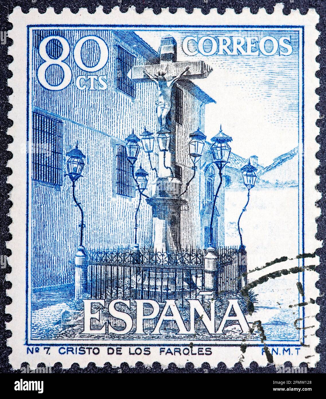 SPANIEN - UM 1964: Eine in Spanien gedruckte Briefmarke zeigt Christ of the Lanterns, Cordoba, um 1964. Stockfoto