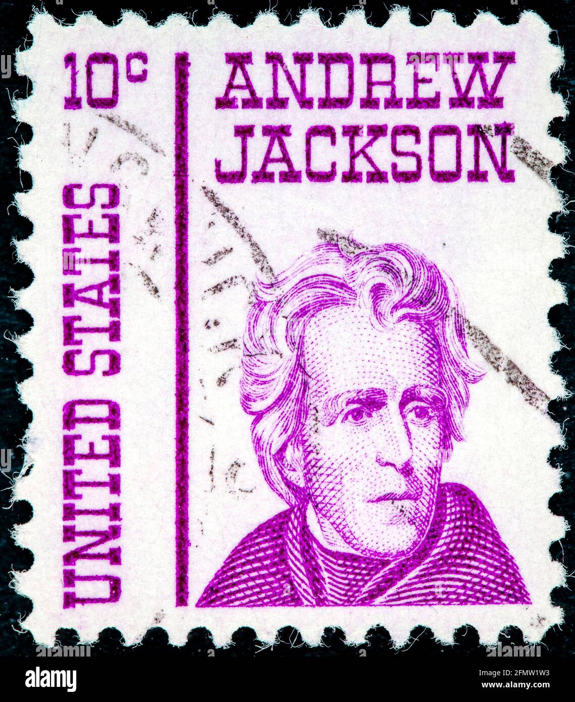 Vereinigte STAATEN VON AMERIKA - ca. 1967: einen Stempel in den Vereinigten Staaten von Amerika gedruckt zeigt Andrew Jackson, 7., Präsident der USA 1829-1837, ca. 196 Stockfoto