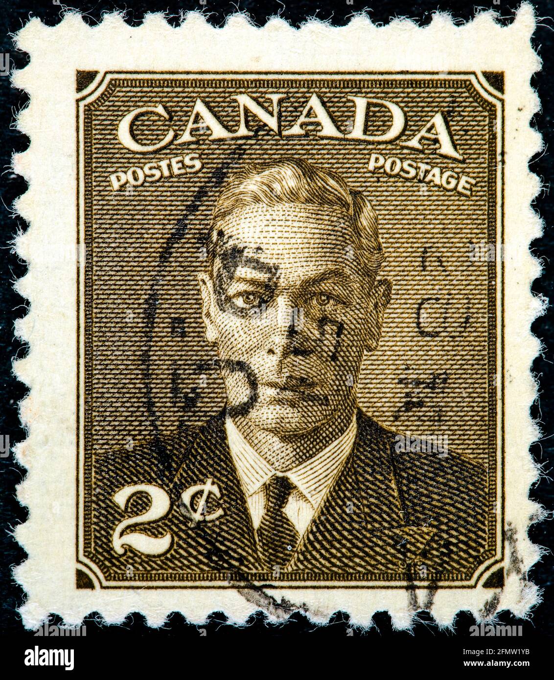 KANADA - UM 1949 eine in Kanada gedruckte Briefmarke zeigt König George VI., König von England, um 1949 Stockfoto