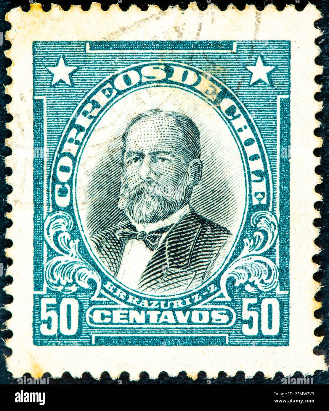Chile- um 1930 : Briefmarke gedruckt von Chile, Errazuriz Briefmarke, um 1930. Stockfoto