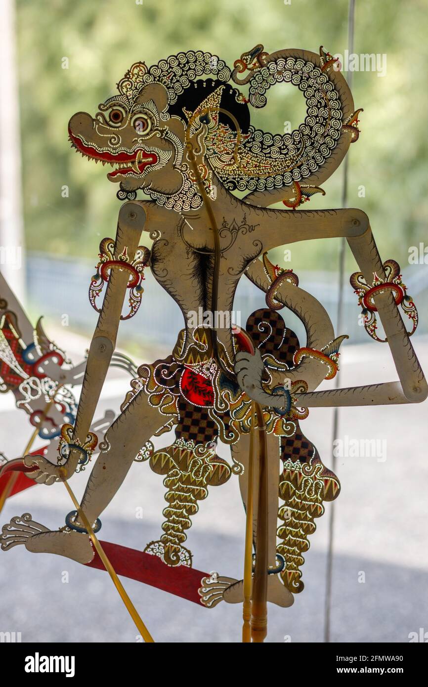 Charakter von Wayang Kulit, traditionelles indonesisches Puppenschatten-Theater. Stockfoto