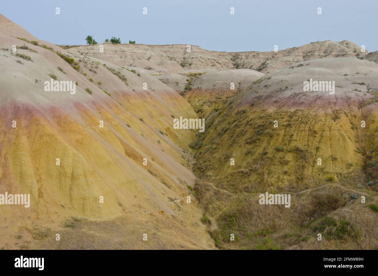 Yellow Mounds im Badlands National Park, South Dakota, USA Stockfoto