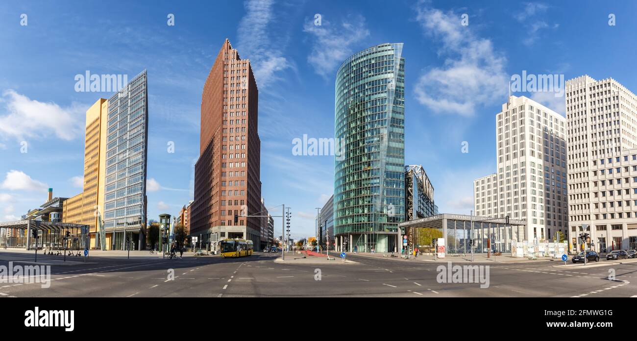 Berlin Skyline Potsdamer Platz Panoramablick auf Deutschland Wahrzeichen Stockfoto
