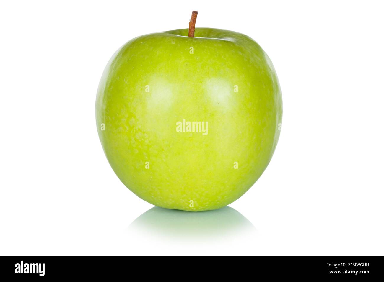 Grüne Apfelfrucht isoliert auf weißem Hintergrund Nahrung Stockfoto
