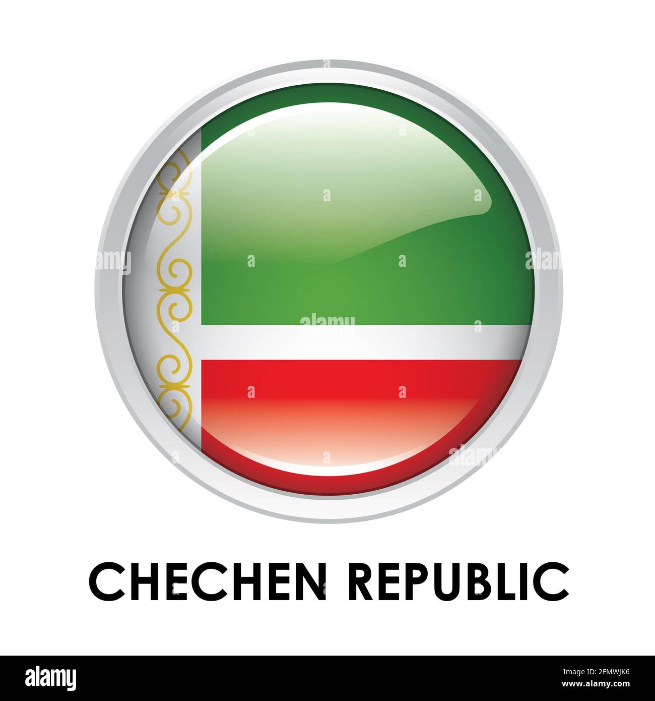 Runde Flagge der Tschetschenischen Republik Stockfoto