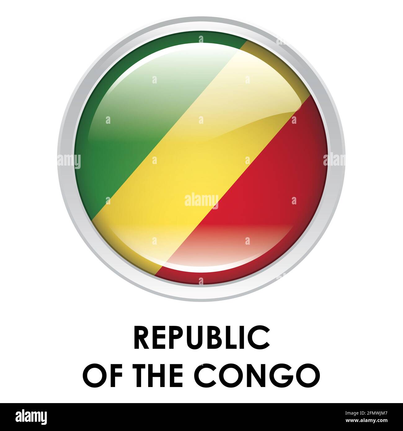 Runde Flagge der Republik Kongo Stockfoto