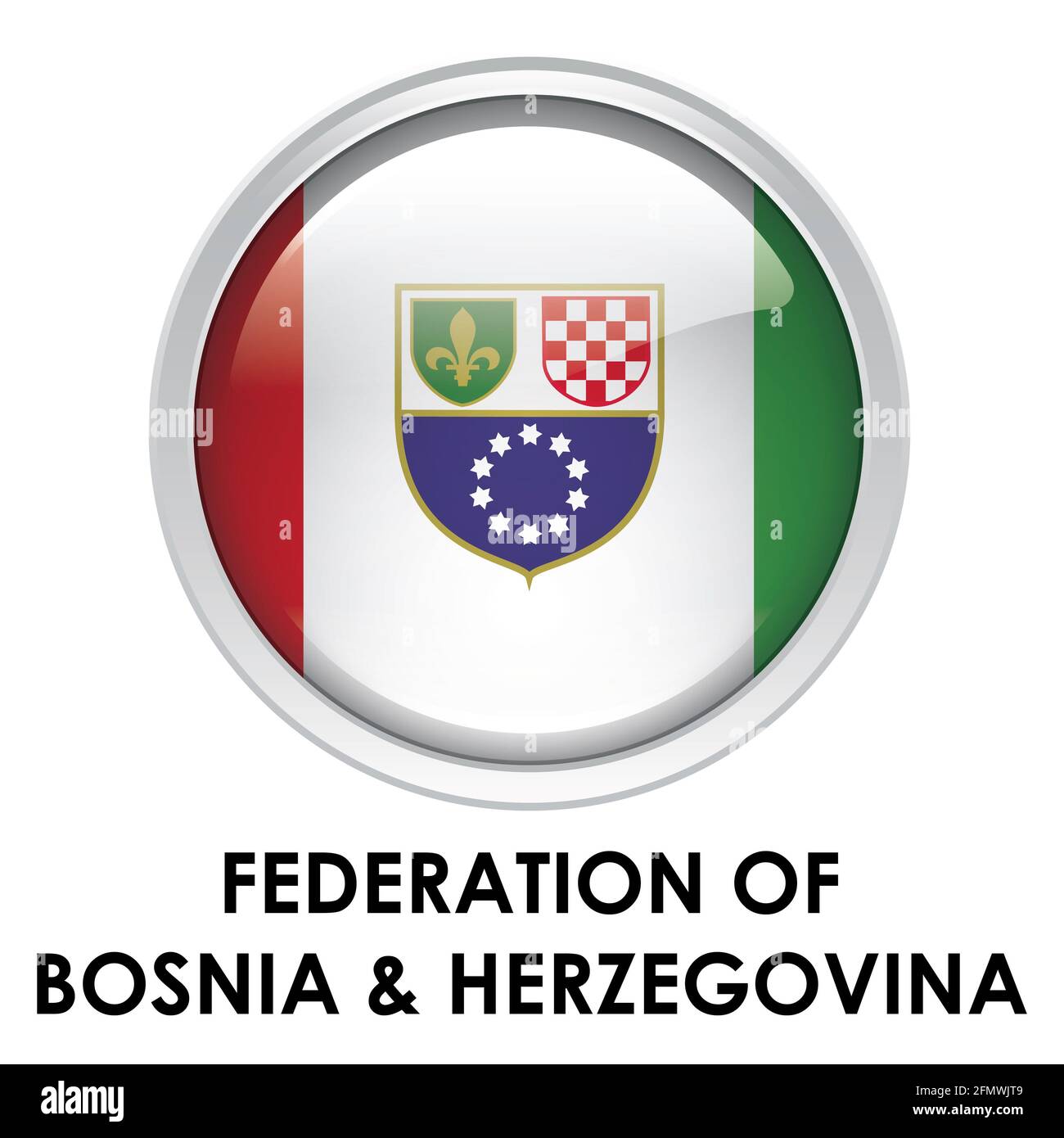 Runde Flagge der Föderation von Bosnien und Herzegowina Stockfoto