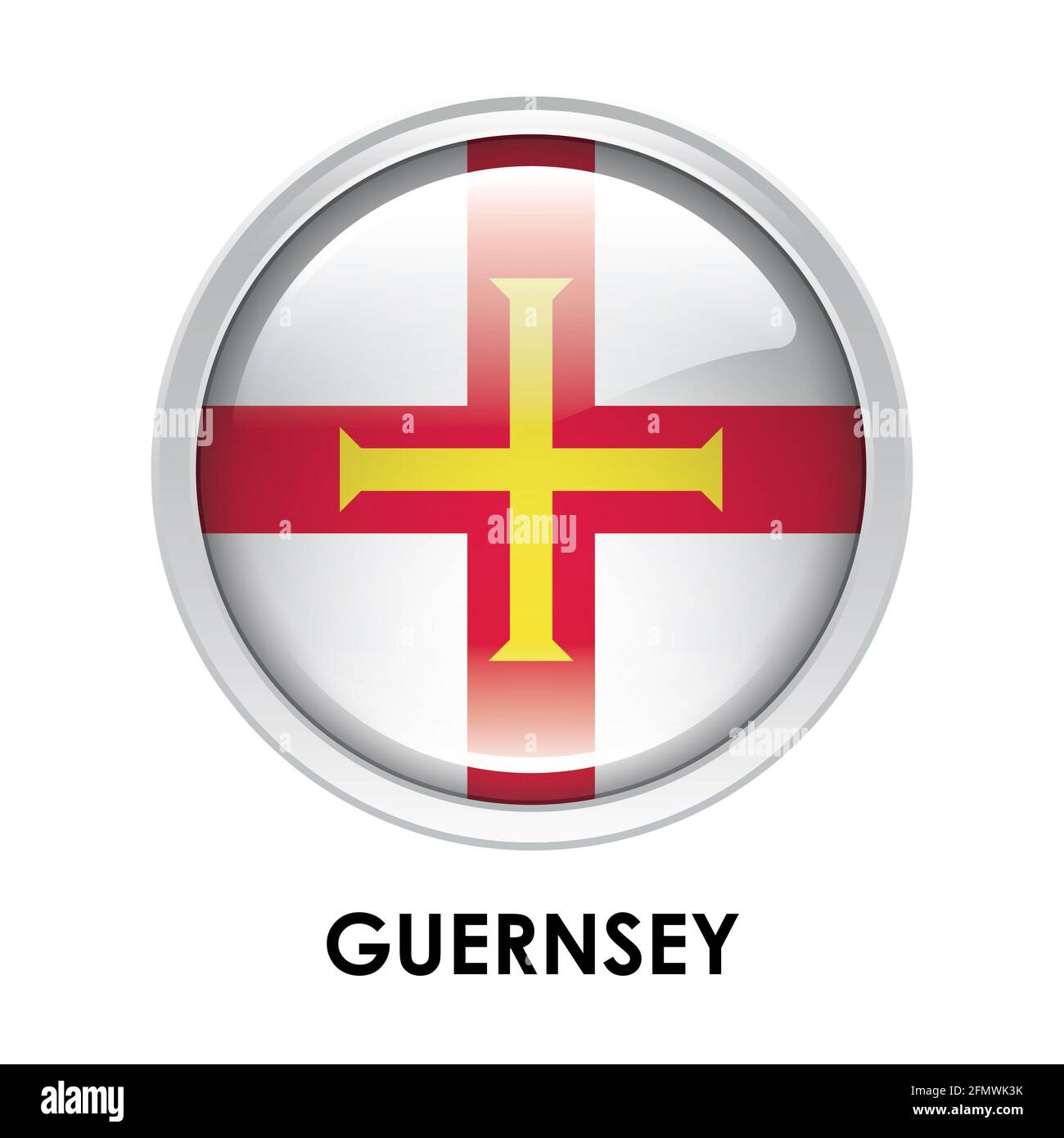 Runde Flagge von Guernsey Stockfoto