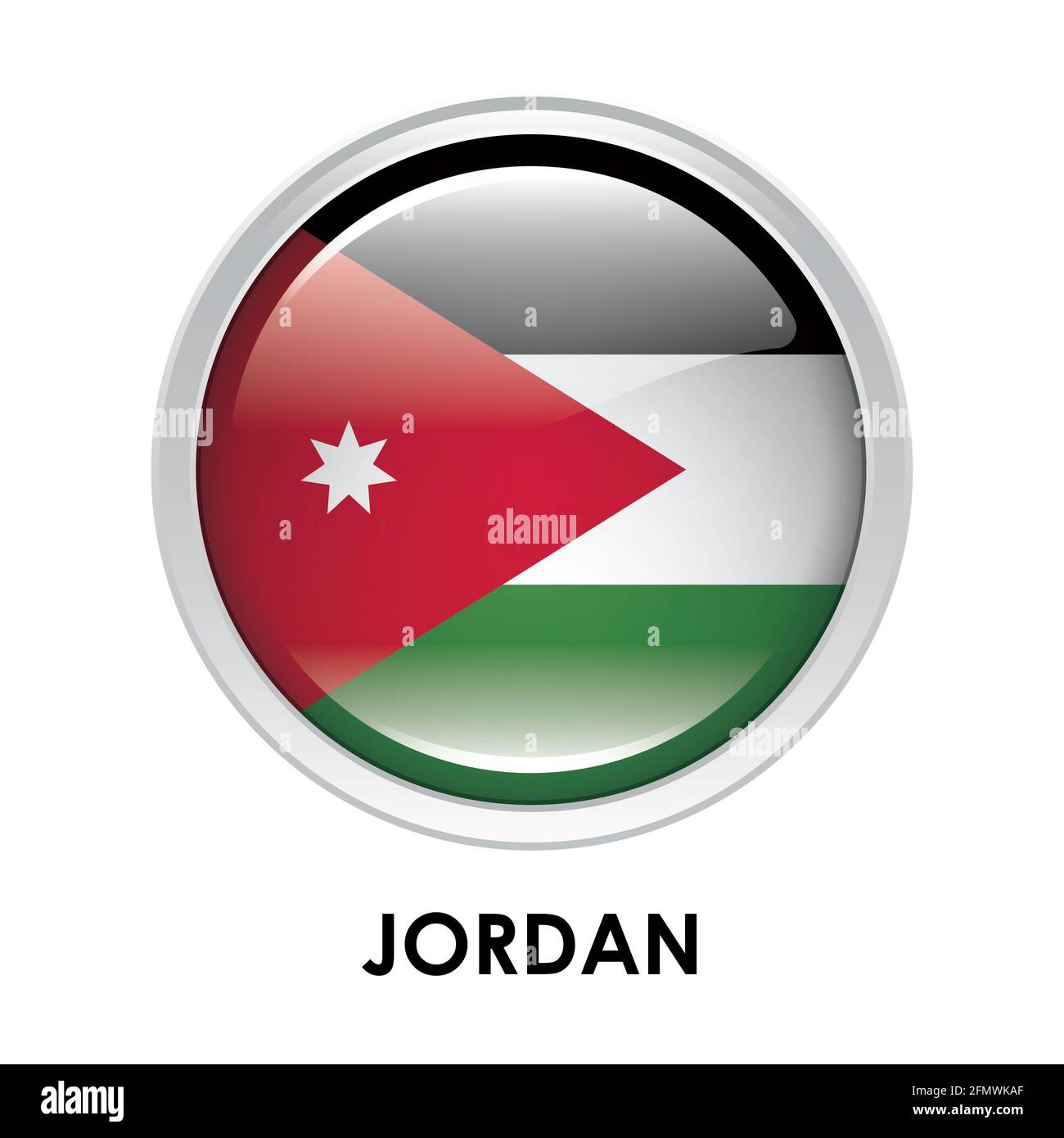 Runde Flagge Jordaniens Stockfoto
