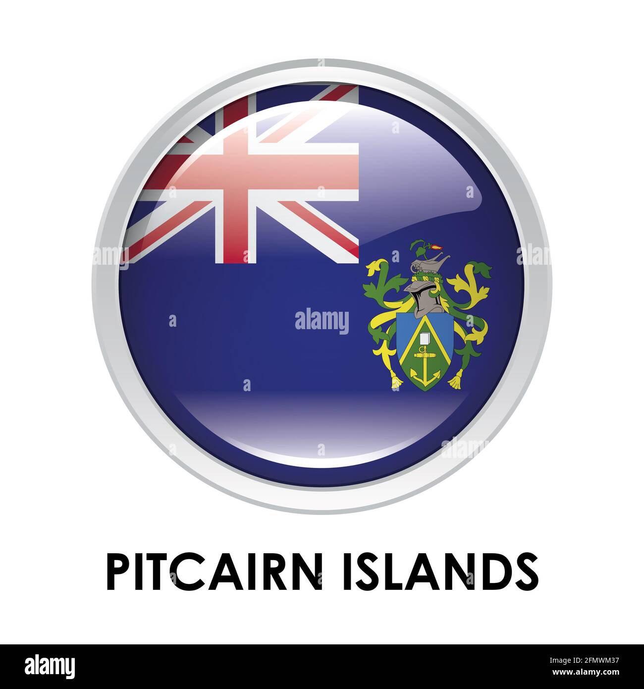 Runde Flagge der Pitcairninseln Stockfoto