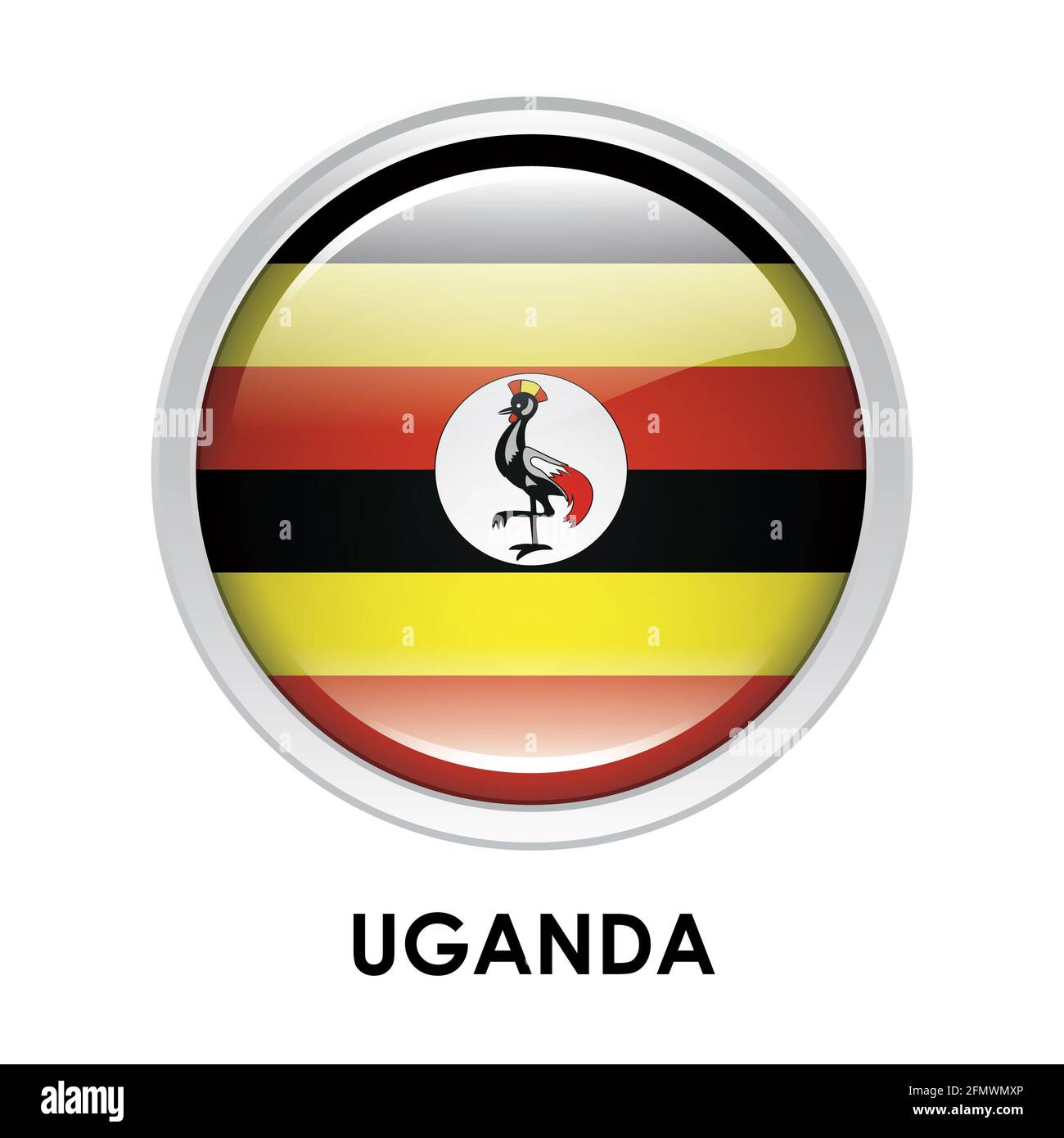 Runde Flagge von Uganda Stockfoto