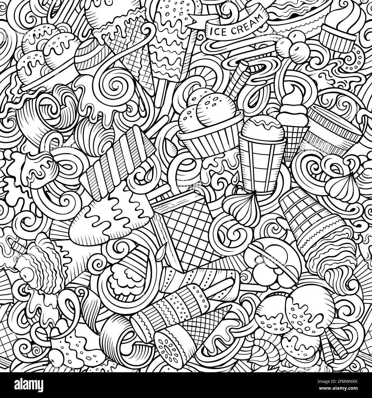 Cartoon Kritzeleien Eis nahtlose Muster. Stock Vektor