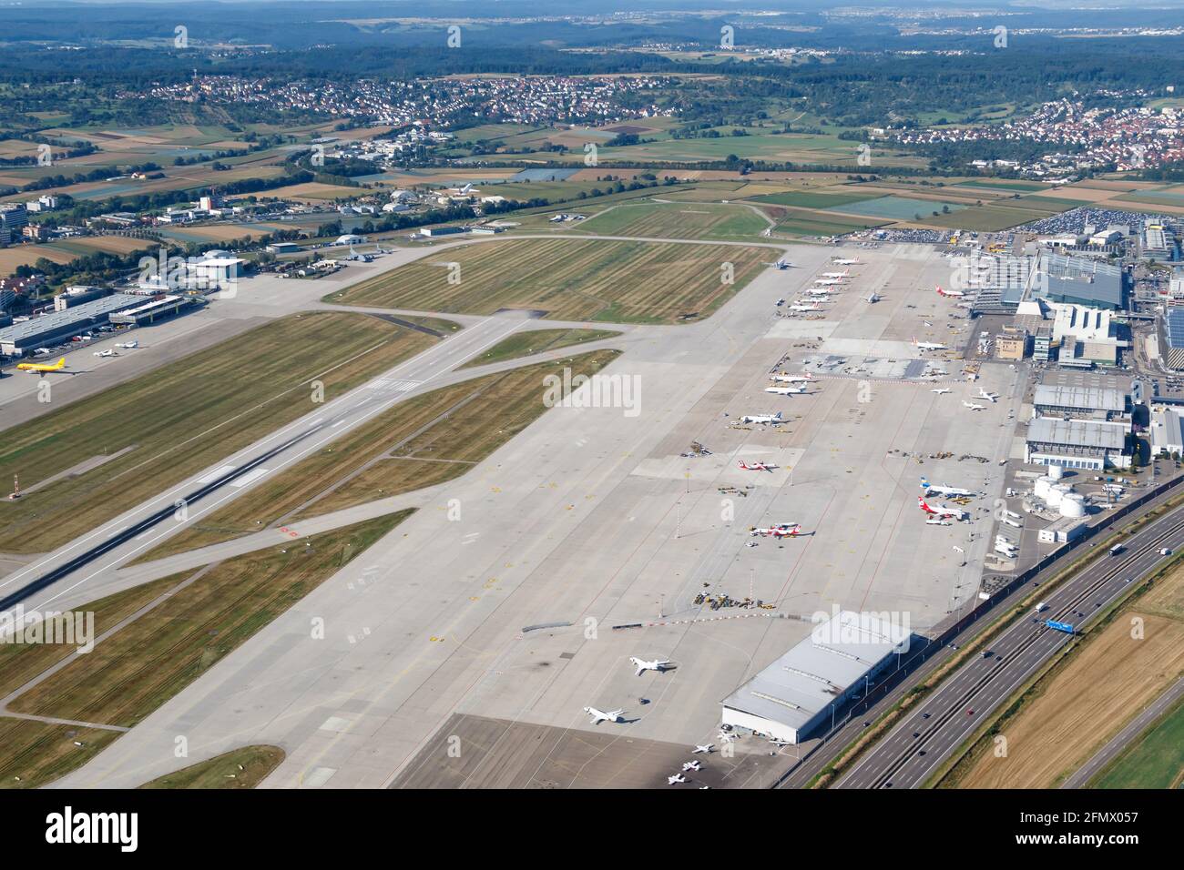 Stuttgart, 2. September 2016: Überblick über den Flughafen Stuttgart (STR) in Deutschland. Stockfoto