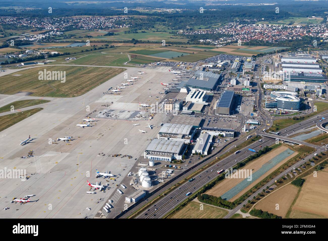Stuttgart, 2. September 2016: Überblick über den Flughafen Stuttgart (STR) in Deutschland. Stockfoto