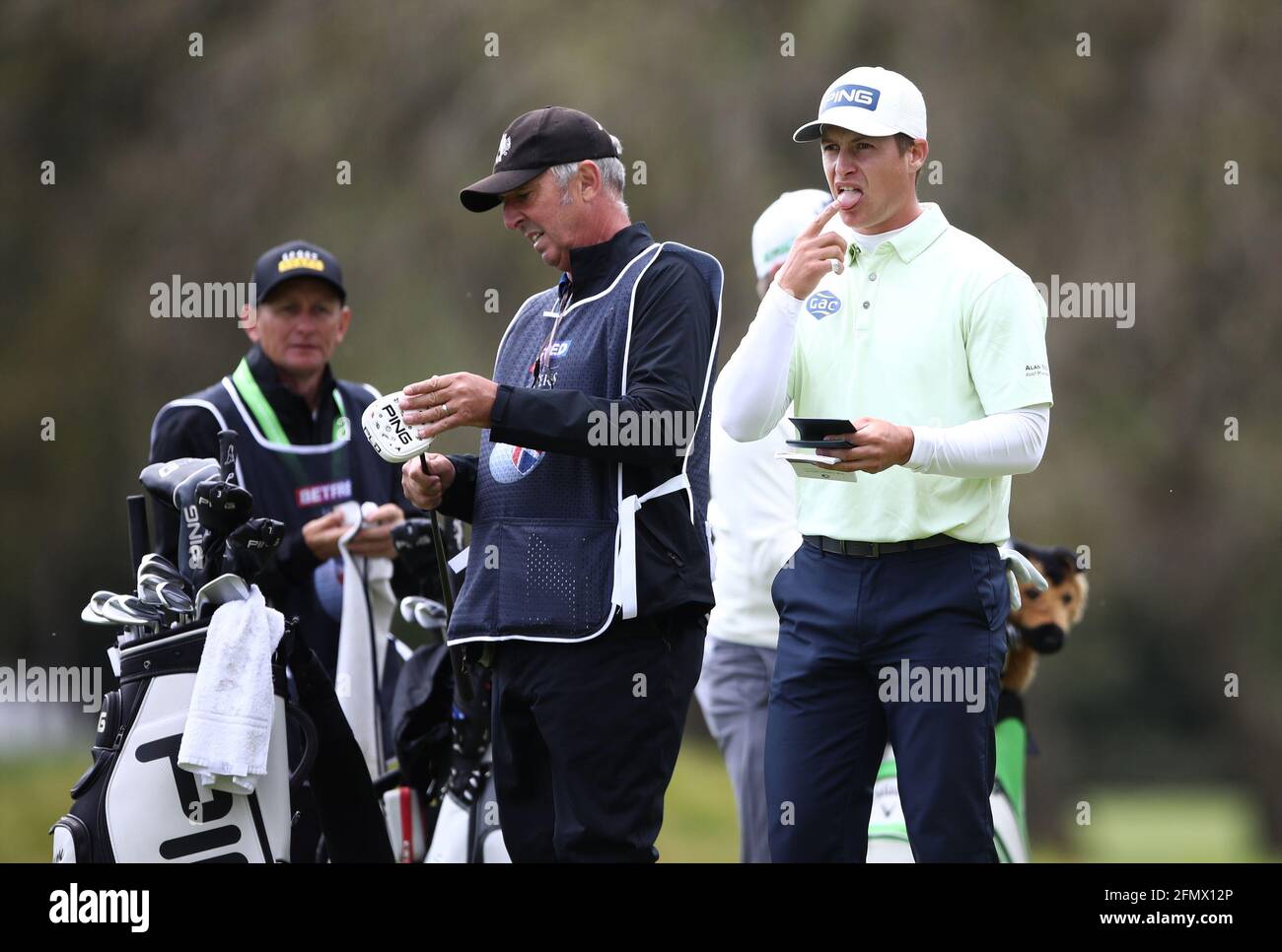 Schottlands Calum Hill am 2. Abschlag während des Tages eines der Betfred British Masters am Belfry, Sutton Coldfield. Bilddatum: Mittwoch, 12. Mai 2021. Stockfoto