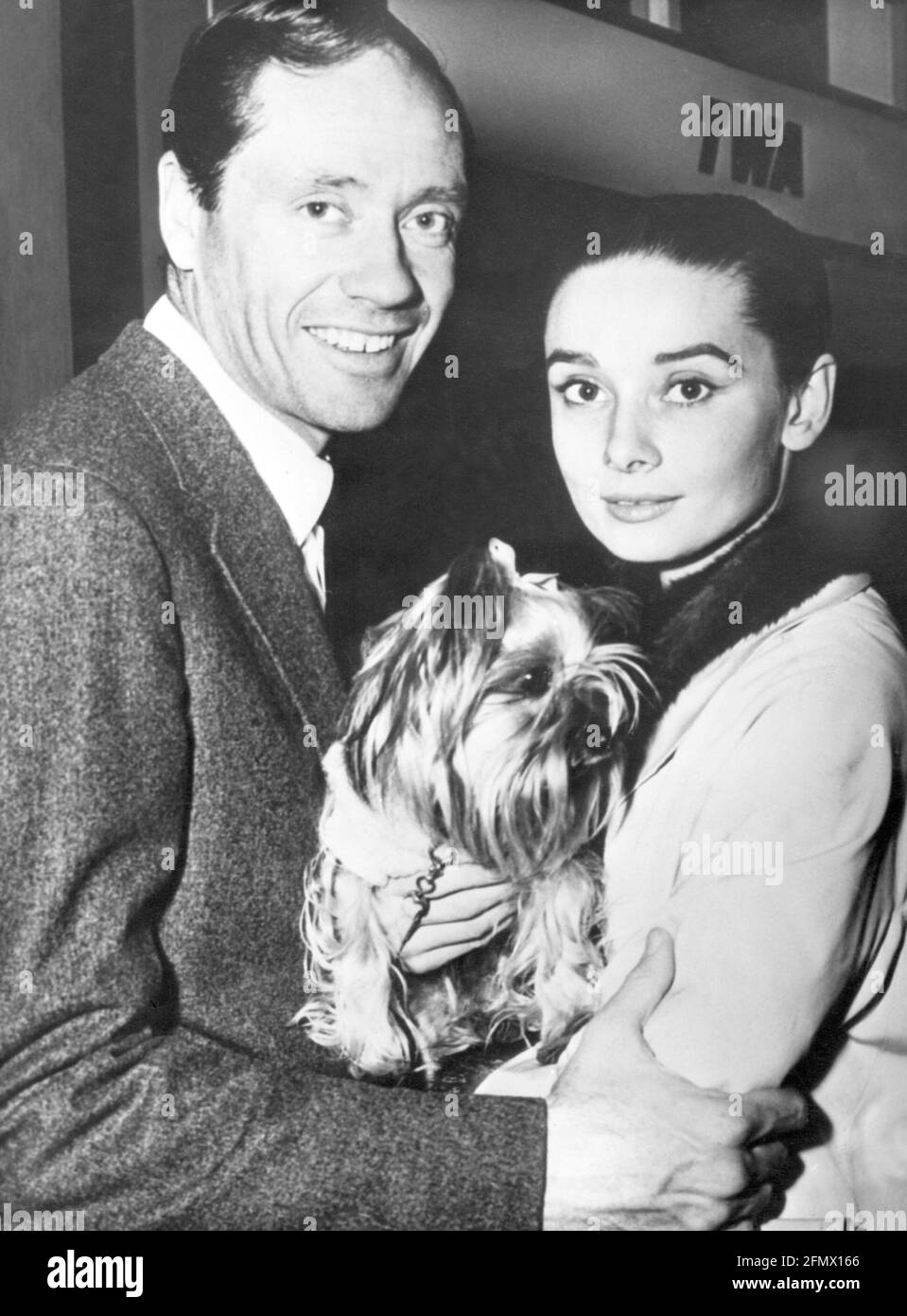 Hepburn, Audrey, 4.5.1929 - 20.1.1993, britische Schauspielerin, mit Ehemann Mel Ferrer, (* 1917), 1959, ZUSÄTZLICHE-RIGHTS-CLEARANCE-INFO-NOT-AVAILABLE Stockfoto