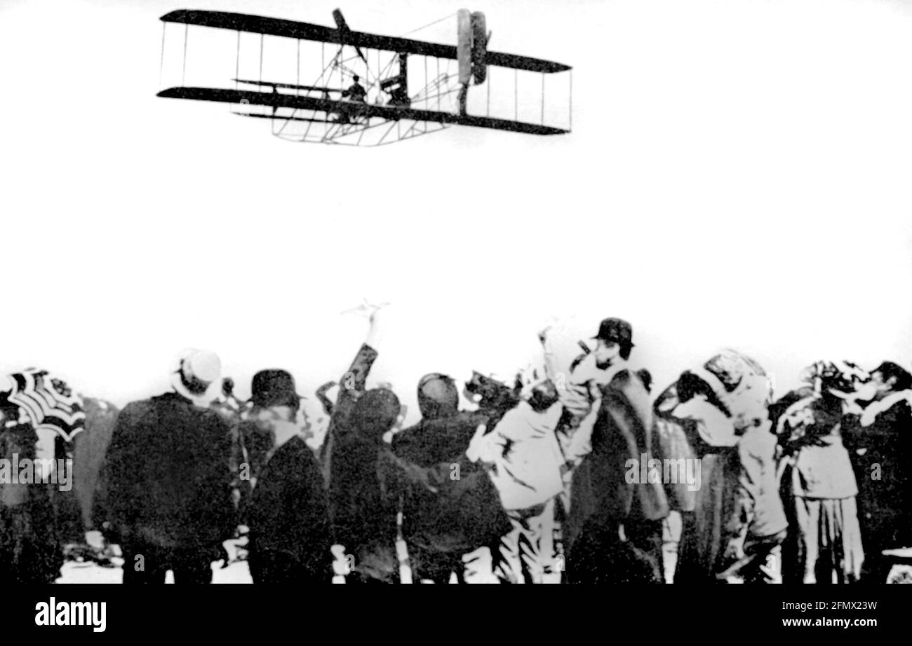 Wright, Wilbour, 16.4.1867 - 30.5.1912, amerikanisches Flugzeug und Pionier-Flieger, ZUSÄTZLICHE-RIGHTS-CLEARANCE-INFO-NOT-AVAILABLE Stockfoto