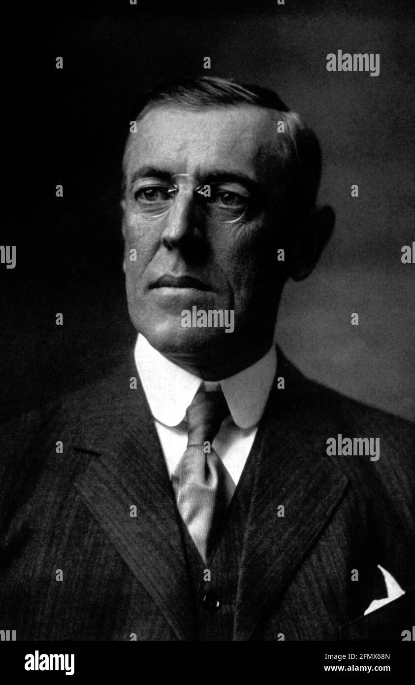 Wilson, Thomas Woodrow, 28.12.1856 - 3.2.1924, US-Politiker (Demokrat), ADDITIONAL-RIGHTS-CLEARANCE-INFO-NOT-AVAILABLE Stockfoto