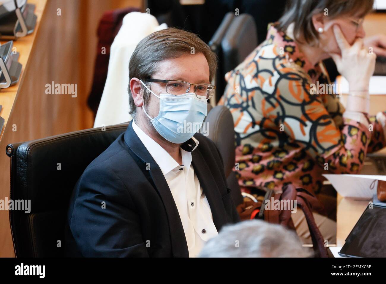 Francois Desquesnes von CDH, abgebildet während einer Plenarsitzung des wallonischen Parlaments in Namur, werden heute Abgeordnete über den universellen Zugang zu va diskutieren Stockfoto