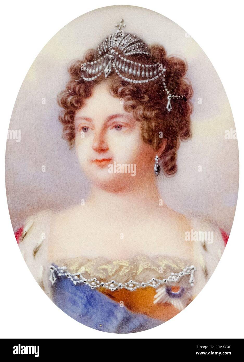 Maria Feodorovna (1759-1828), Kaiserin Consort von Russland (1796-1801), als Ehefrau von Kaiser Zar Paul I. von Russland, Porträtminiatur von Anthelme François Lagrenée, um 1823 Stockfoto