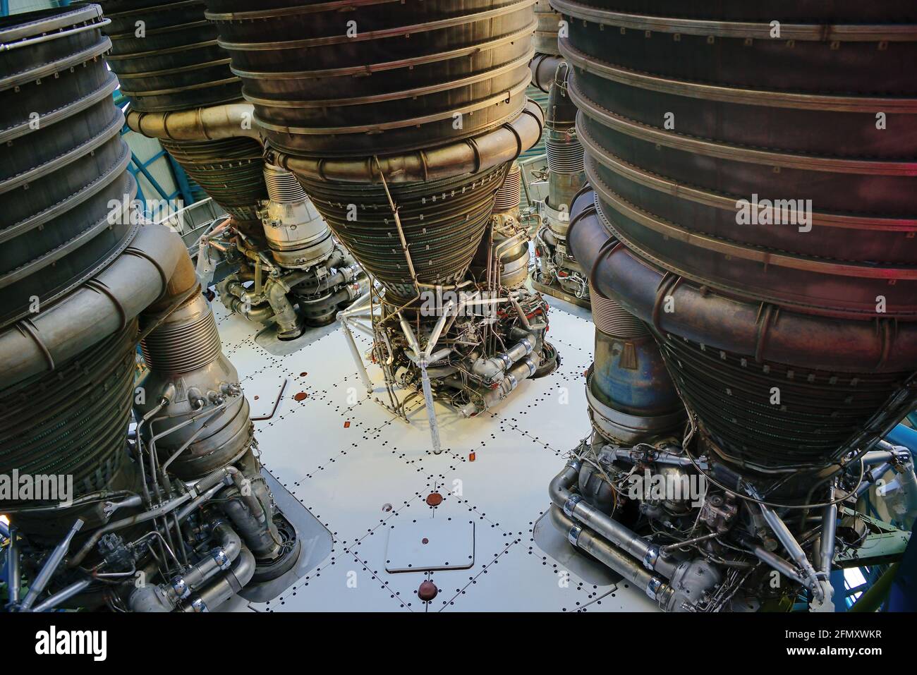 Saturn V Launch Vehicle Engines, Apollo/Saturn V Center, Kennedy Space Center, Florida Stockfoto
