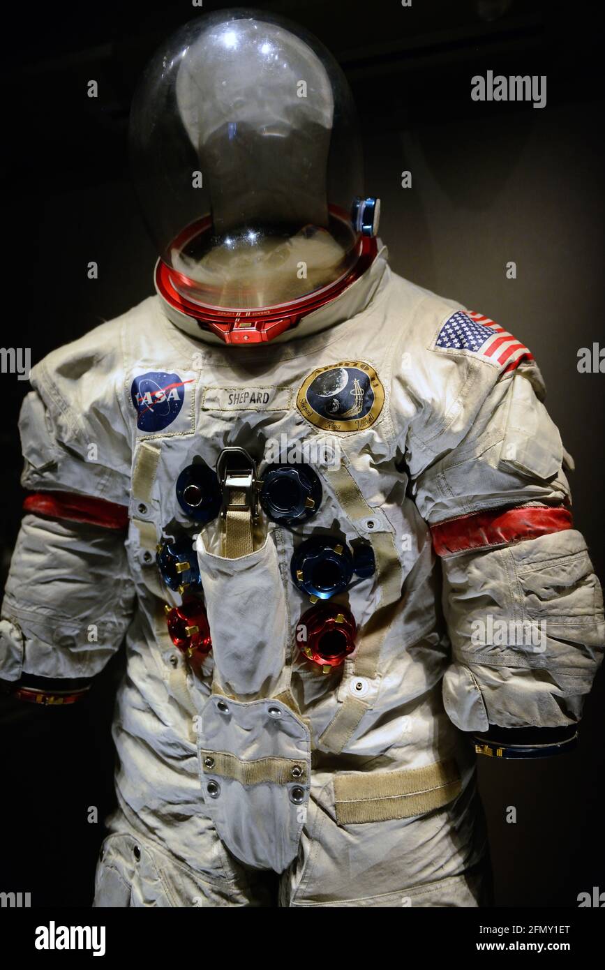 Astronaut Alan Shepard's Apollo 14 Suit, Kennedy Space Center, Florida Stockfoto