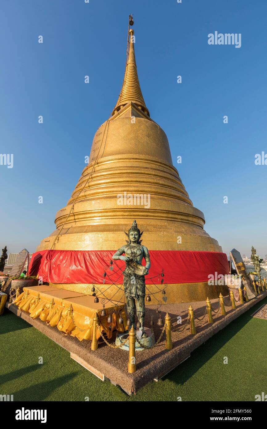 Dach des Wat Saket, Golden Mountain, Srakesa Tempel, Bangkok, Thailand Stockfoto