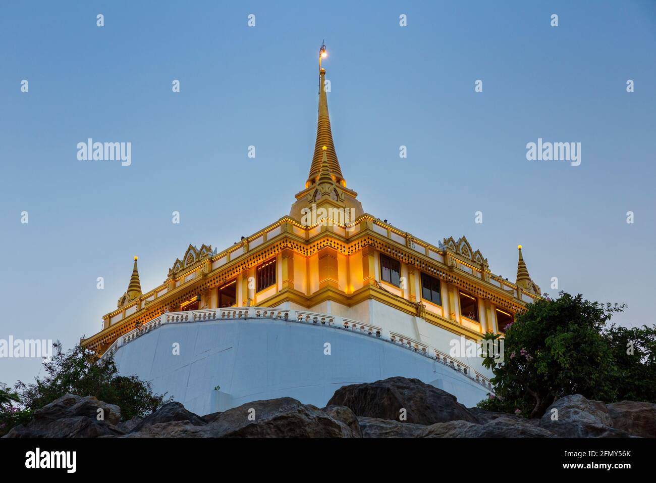 Wat Saket, Golden Mountain, Srakesa Tempel, Bangkok, Thailand Stockfoto