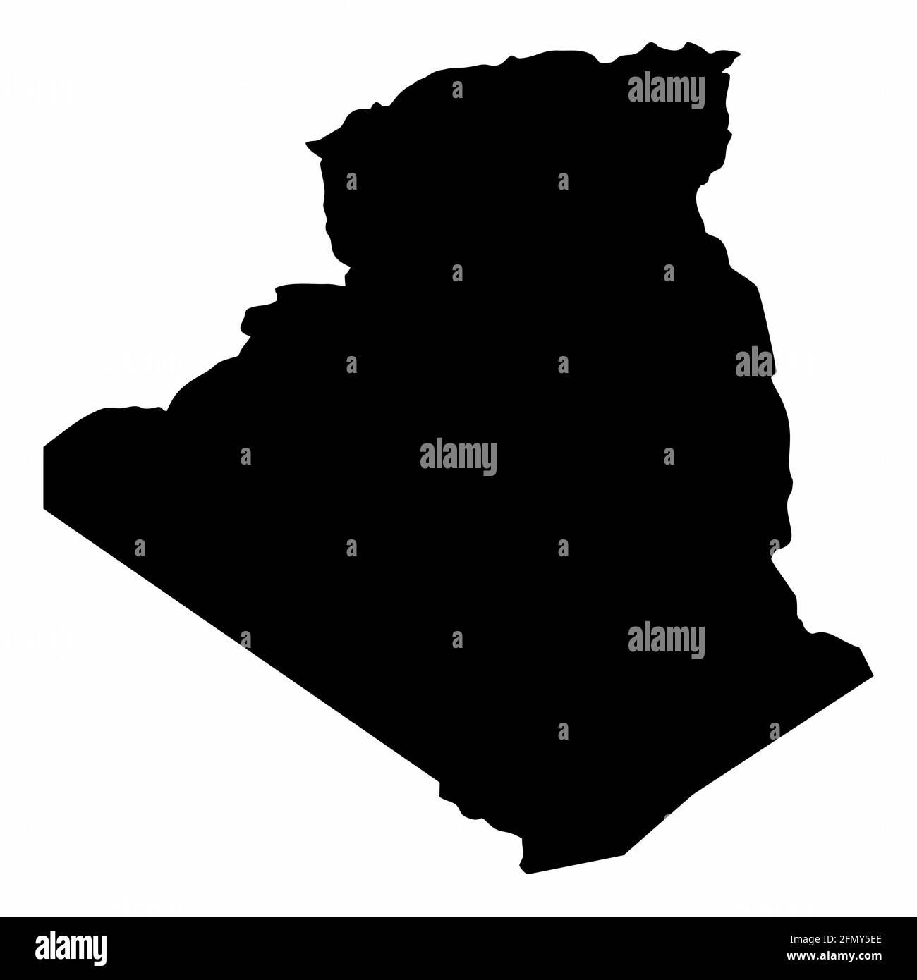 Algerien dunkle Silhouette Karte isoliert auf weißem Hintergrund Stock Vektor