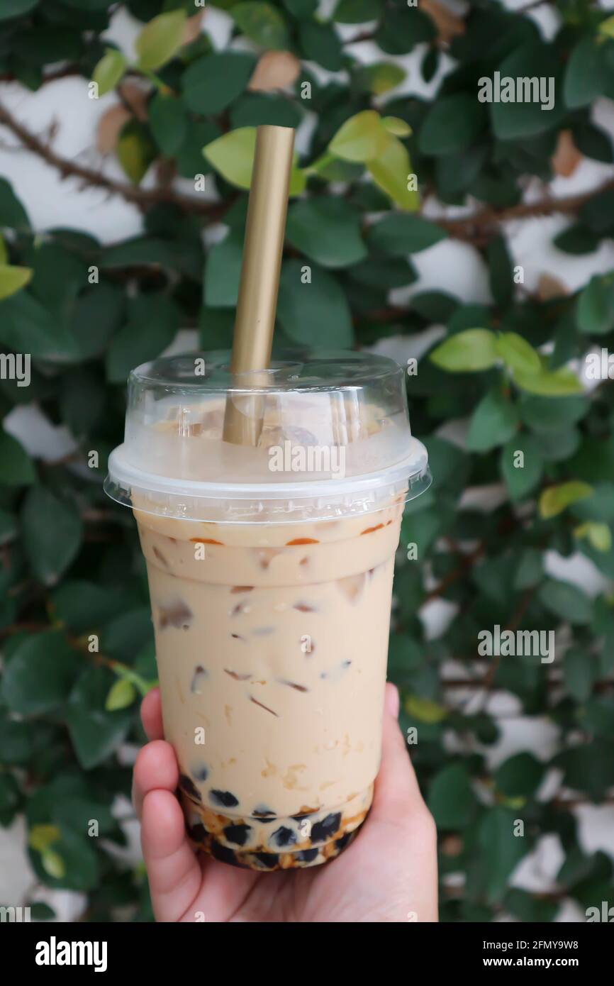 eistee, Milchtee oder Bubble Tea zum Servieren Stockfoto