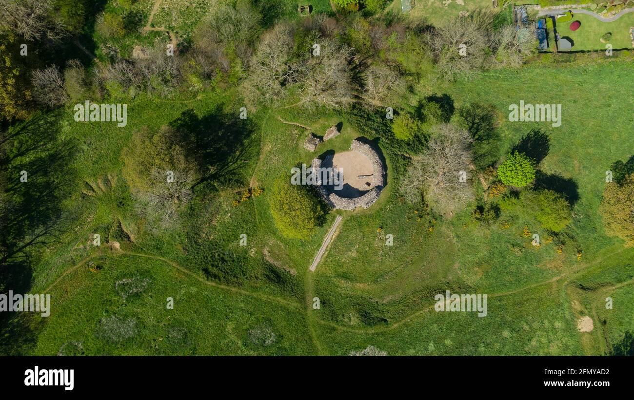 Luftaufnahme von Wiston Castle, Pembrokeshire, Wales, Großbritannien Stockfoto