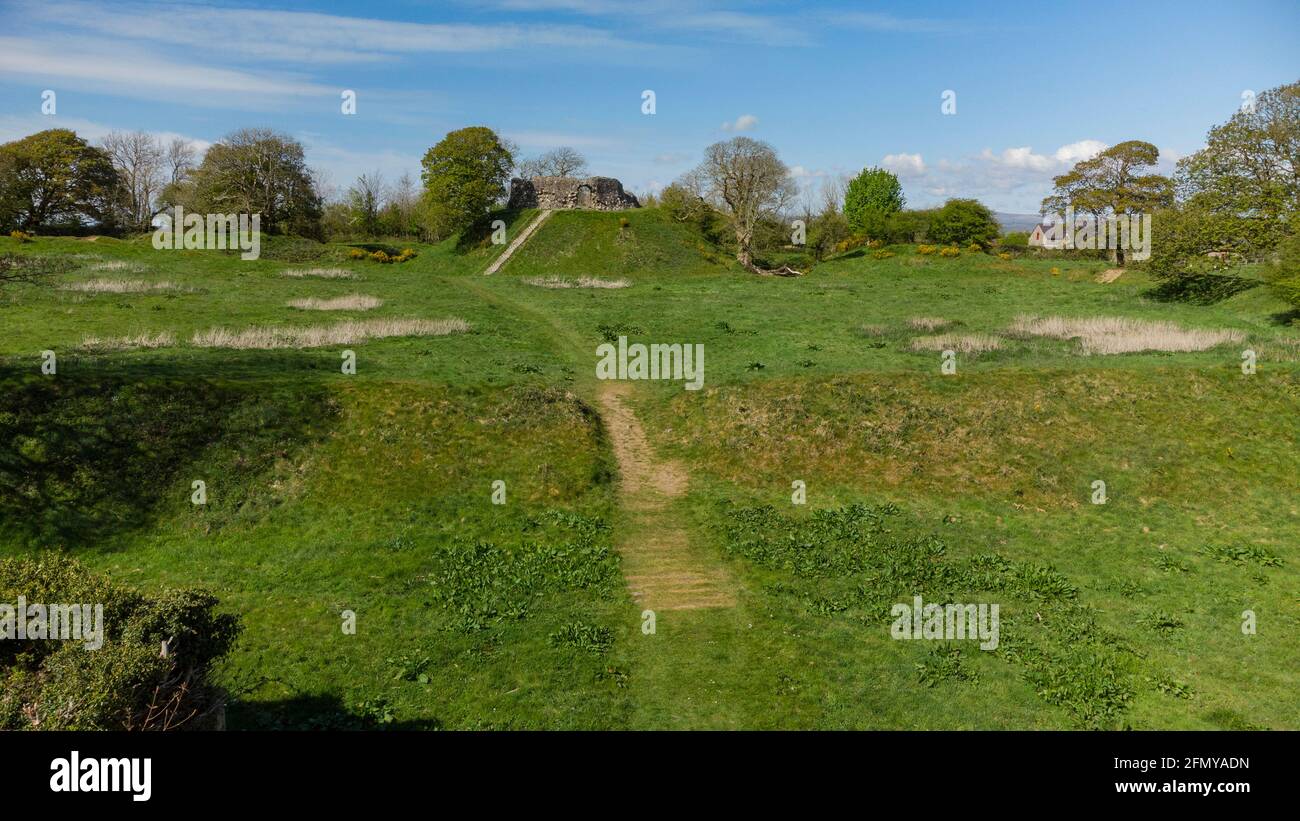 Luftaufnahme von Wiston Castle, Pembrokeshire, Wales, Großbritannien Stockfoto
