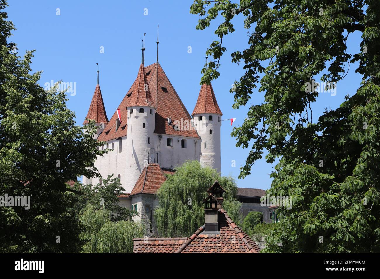 Historisches Schloss Thun Schweiz Stockfoto