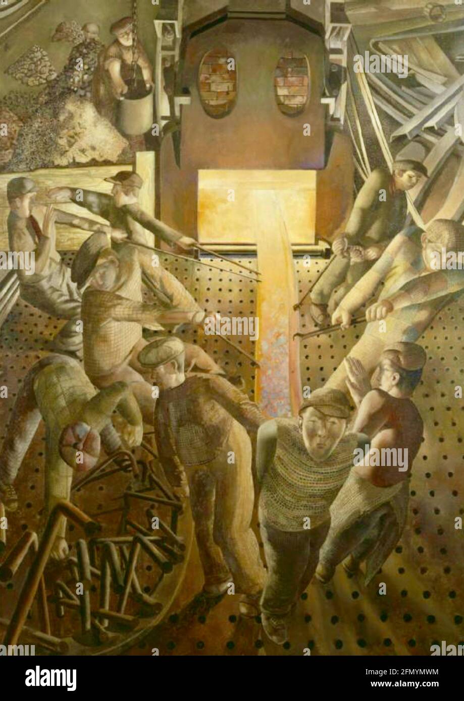 Stanley Spencer - Schiffbau auf der Clyde - 2. Weltkrieg Kunst - die Öfen Stockfoto