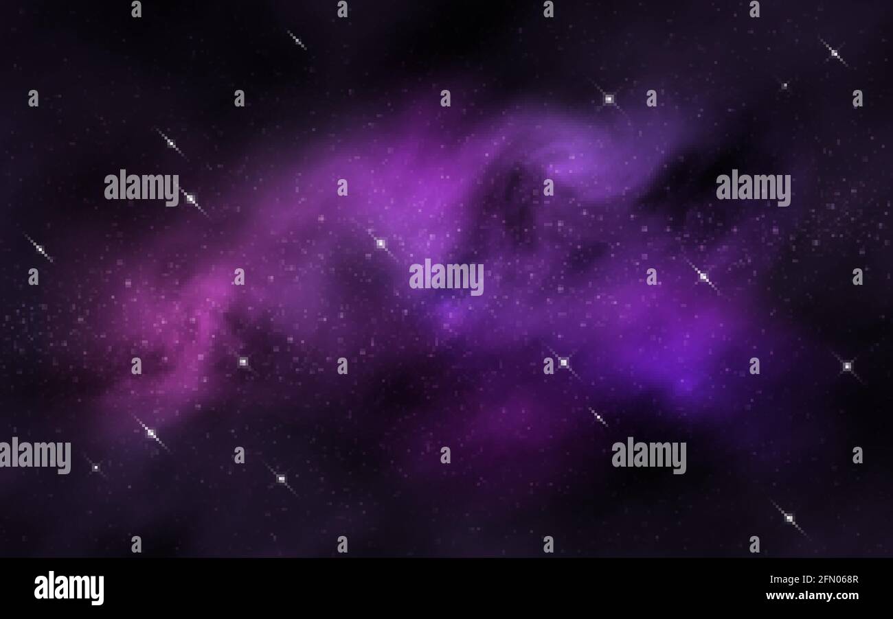 Leerraum im Hintergrund. Bunte Nebelwolken und Sterne. Realistische Galaxie mit Sternenstaub. Sternenklare Milchstraße. Abstrakte kosmische Tapete. Vektorgrafik. Stock Vektor