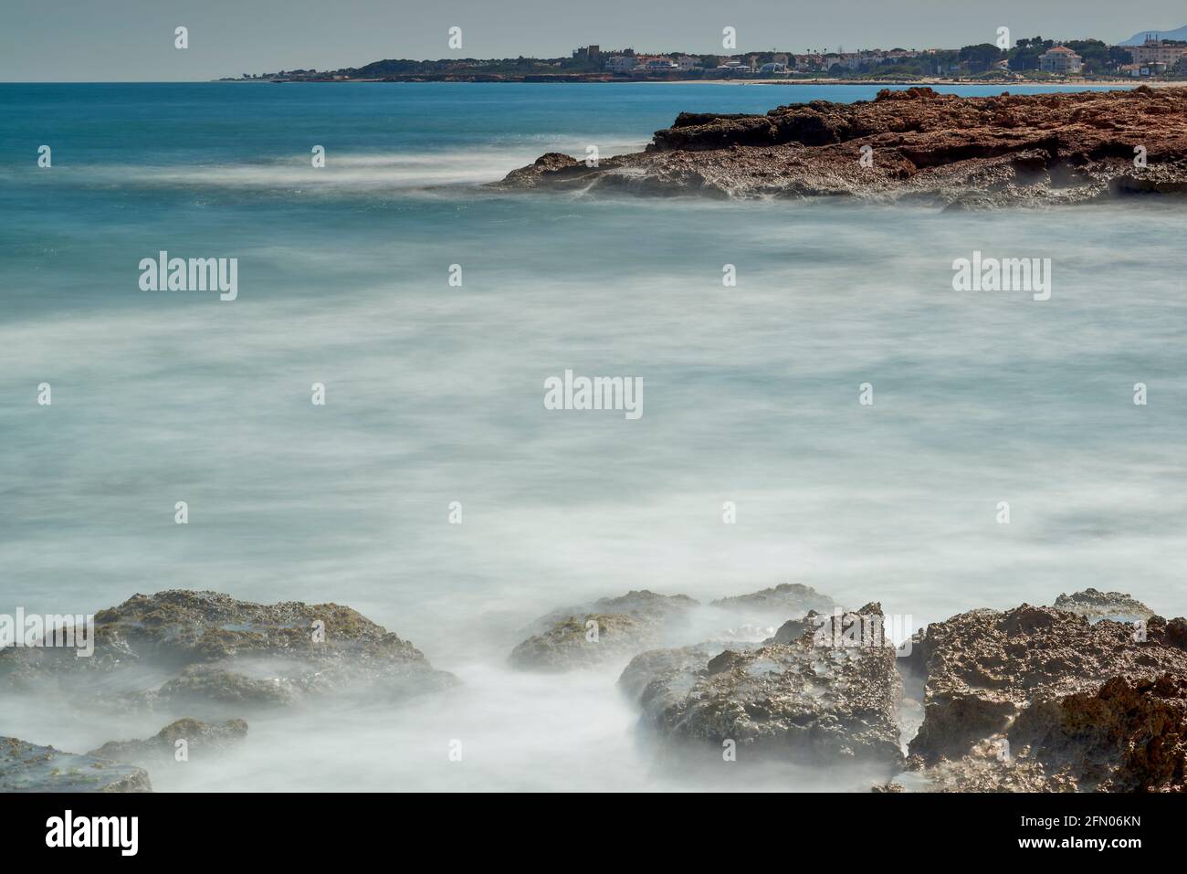 Strand von Las Fuentes in Alcossebre, Costa del Azahar Provinz Castellon, Spanien, Europa Stockfoto