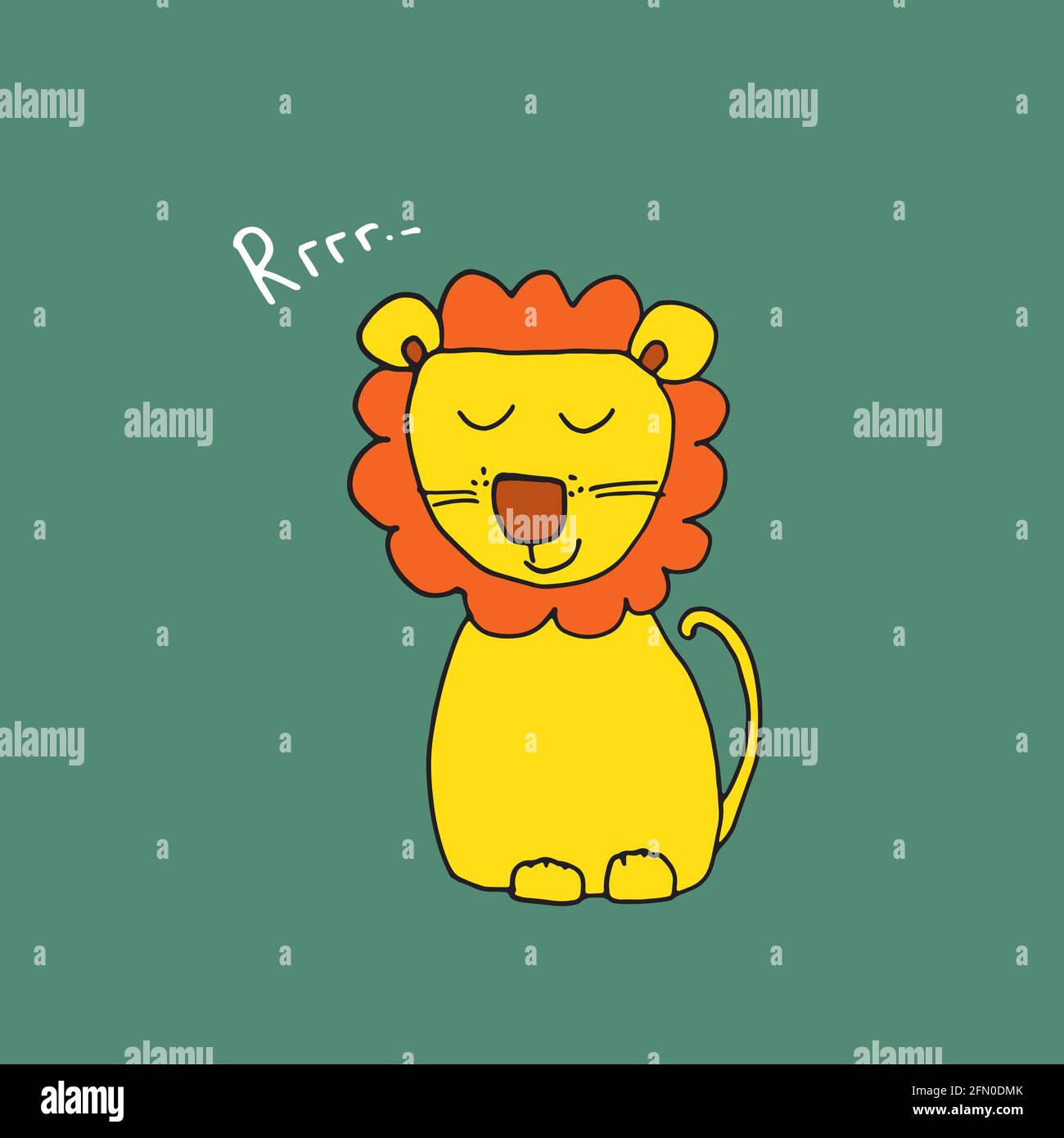 Niedlicher Löwe Cartoon Tier-, Baby- und Kinderdruck-Design Vektor Illustration. Stock Vektor