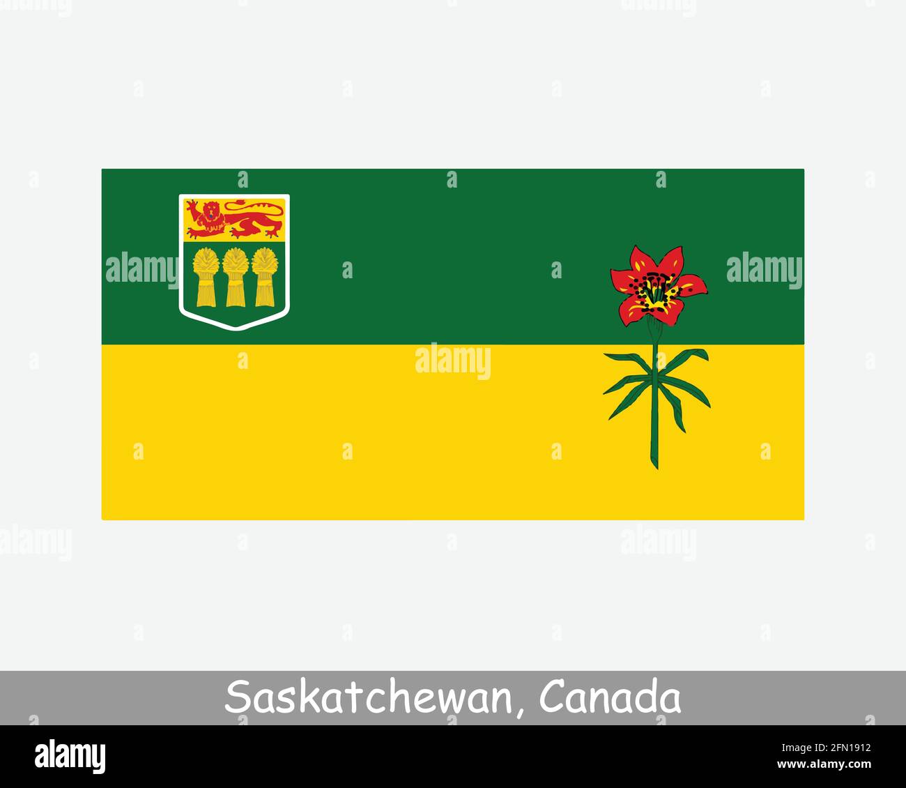 Saskatchewan Kanada Flagge. Banner Der Kanadischen Provinz. Flagge von SK, CA. EPS-Vektorgrafik. Stock Vektor